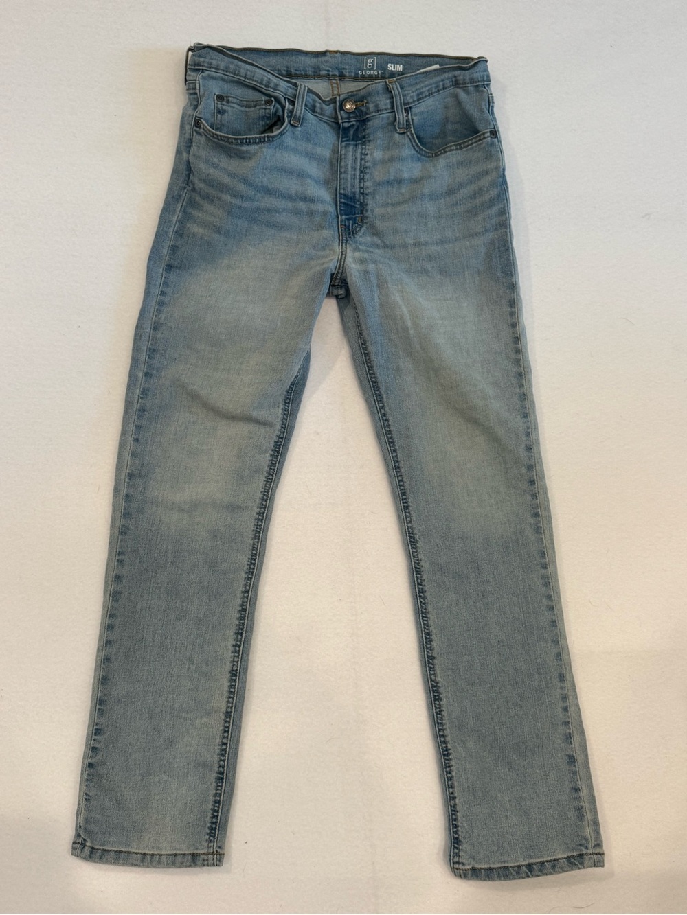 George Men’s Slim Fit Jeans 33x30 Light Wash